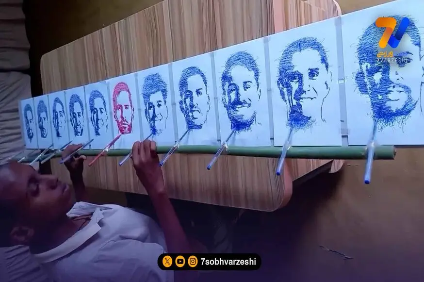نقاشی همزمان یازده بازیکن آرژانتین؛ کار دستِ نقاشِ!